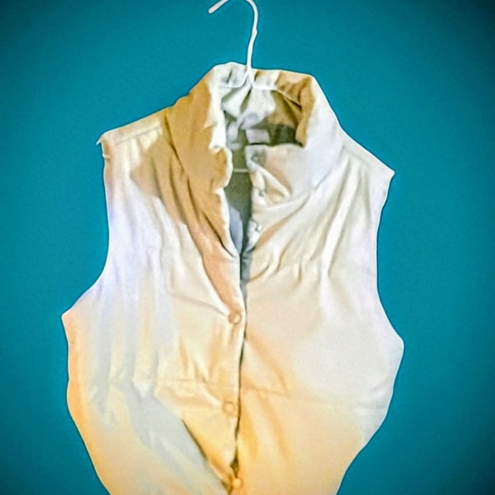 No Boundaries Off-White Puffer Vest, Size Large